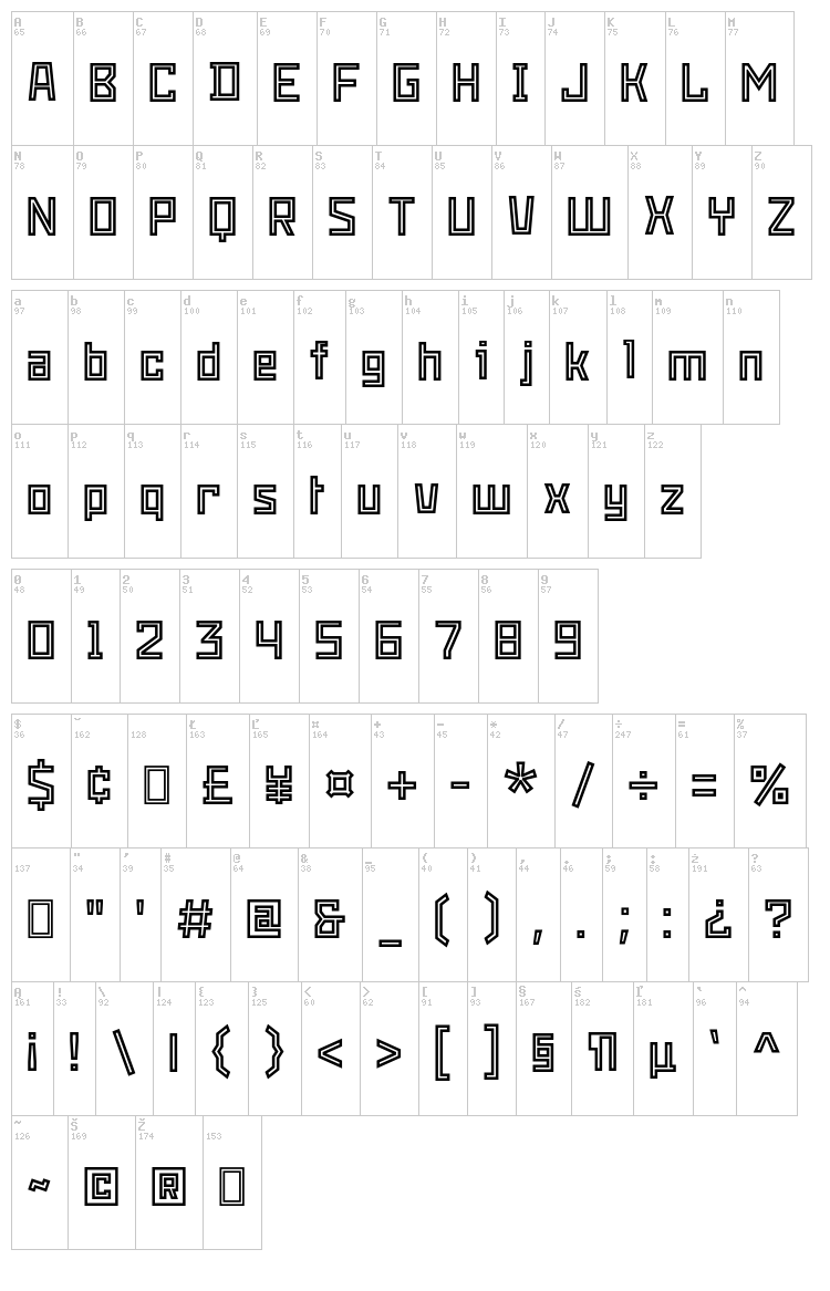 Snowstorm font map